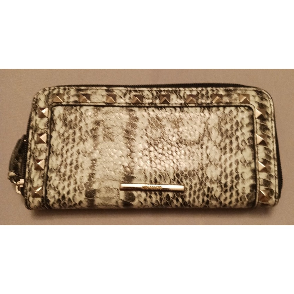 Nine West Mint Green Snakeskin Studded Checkbook Zippered Wallet